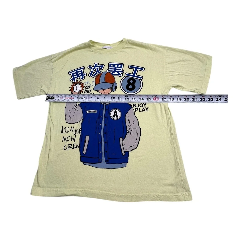 Boys Graphic T Shirt Yellow Anime Baseball Crew Neck Short Sleeve Size‎ 11 12